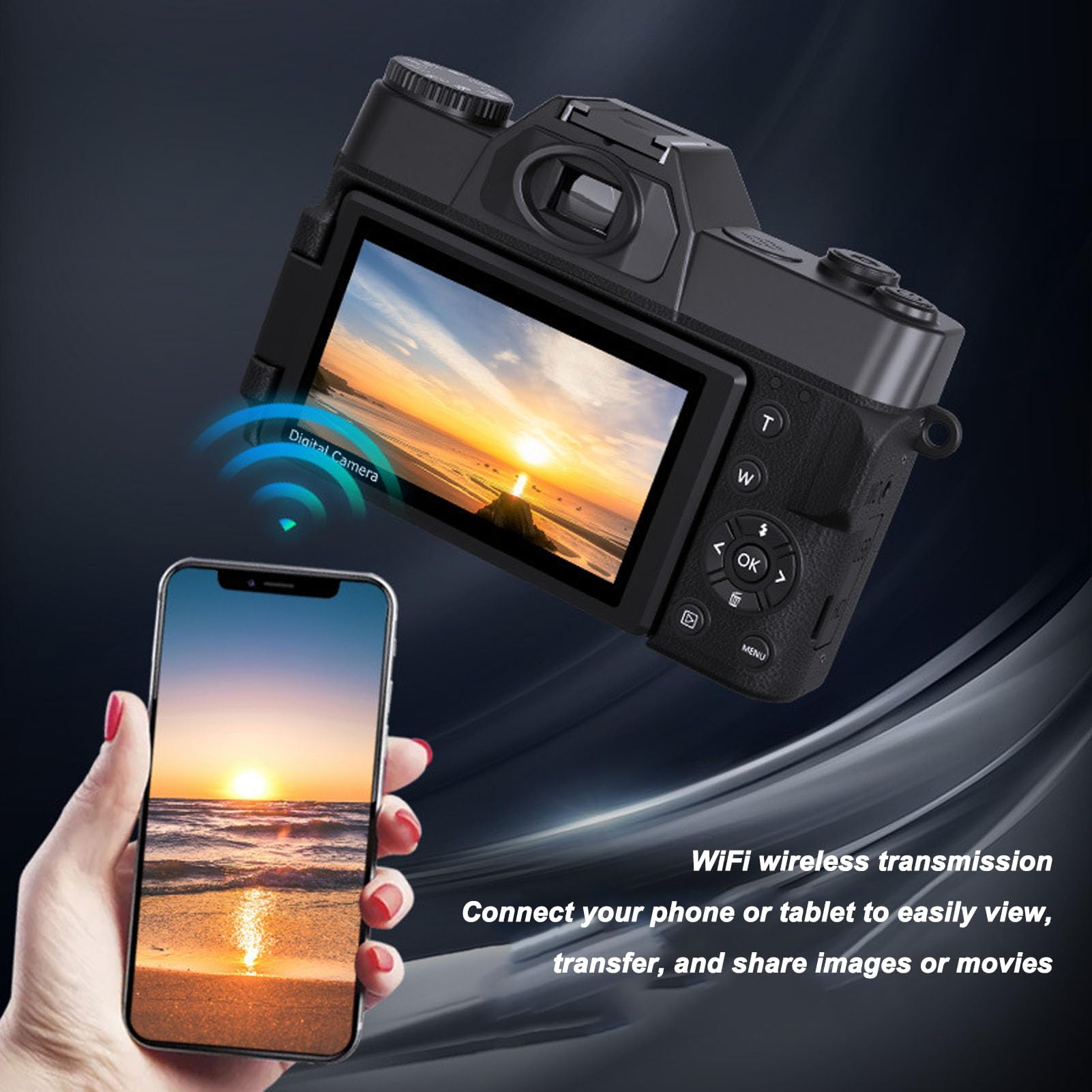 Amazon | 写真用4Kデジタルカメラ、60FPS 56MP 16Xズームオート